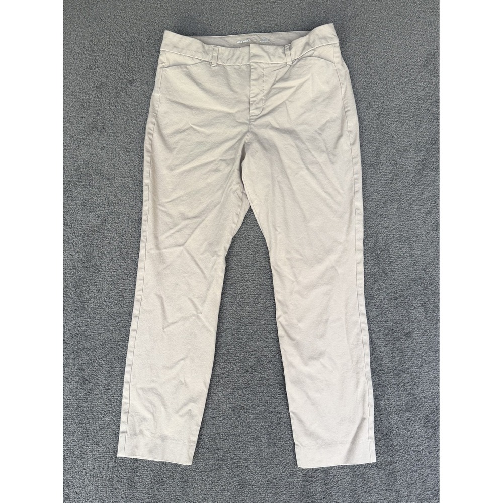 Old Navy Pixie High-Rise Ankle Pants Tan Khaki Slim Stretch Size 12